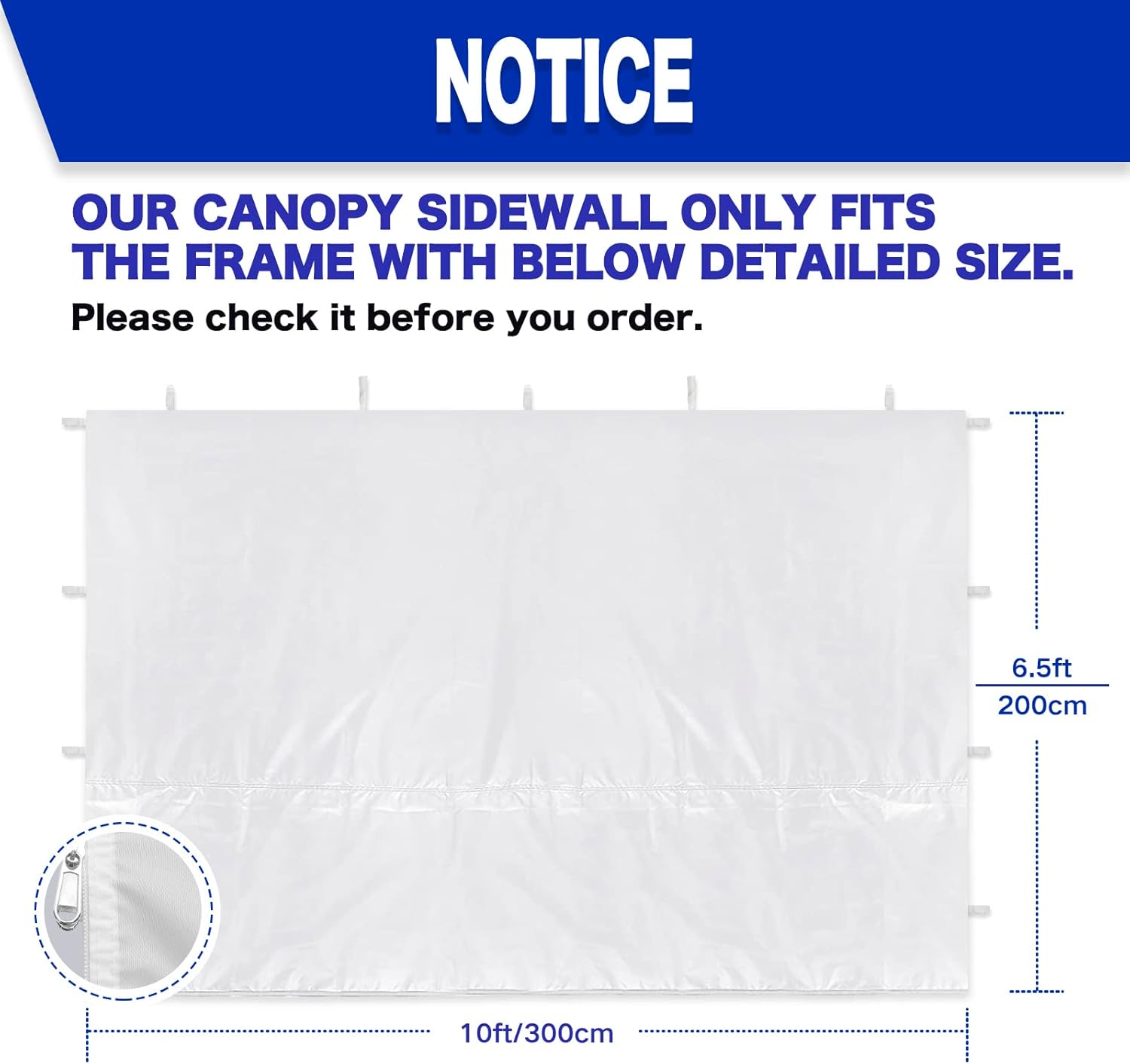 Instant Canopy Tent Sidewalls for 10x10 Pop Up Canopy Waterproof,99% UV Protection,3 Piece Sidewalls, White(3PCS Sidewall Only, Canopy Tent NOT Included) - Image 2