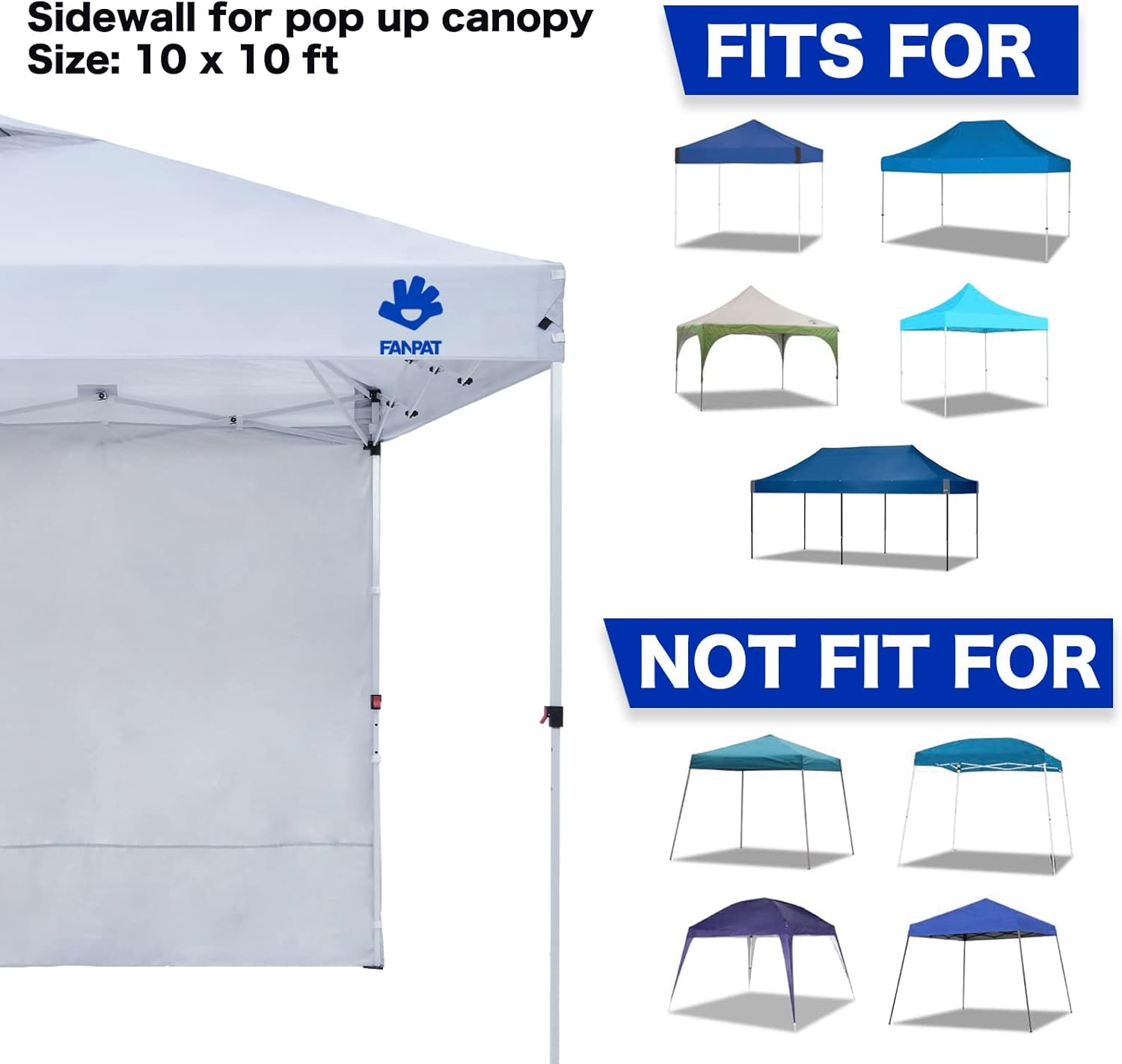 Instant Canopy Tent Sidewalls for 10x10 Pop Up Canopy Waterproof,99% UV Protection,3 Piece Sidewalls, White(3PCS Sidewall Only, Canopy Tent NOT Included) - Image 5