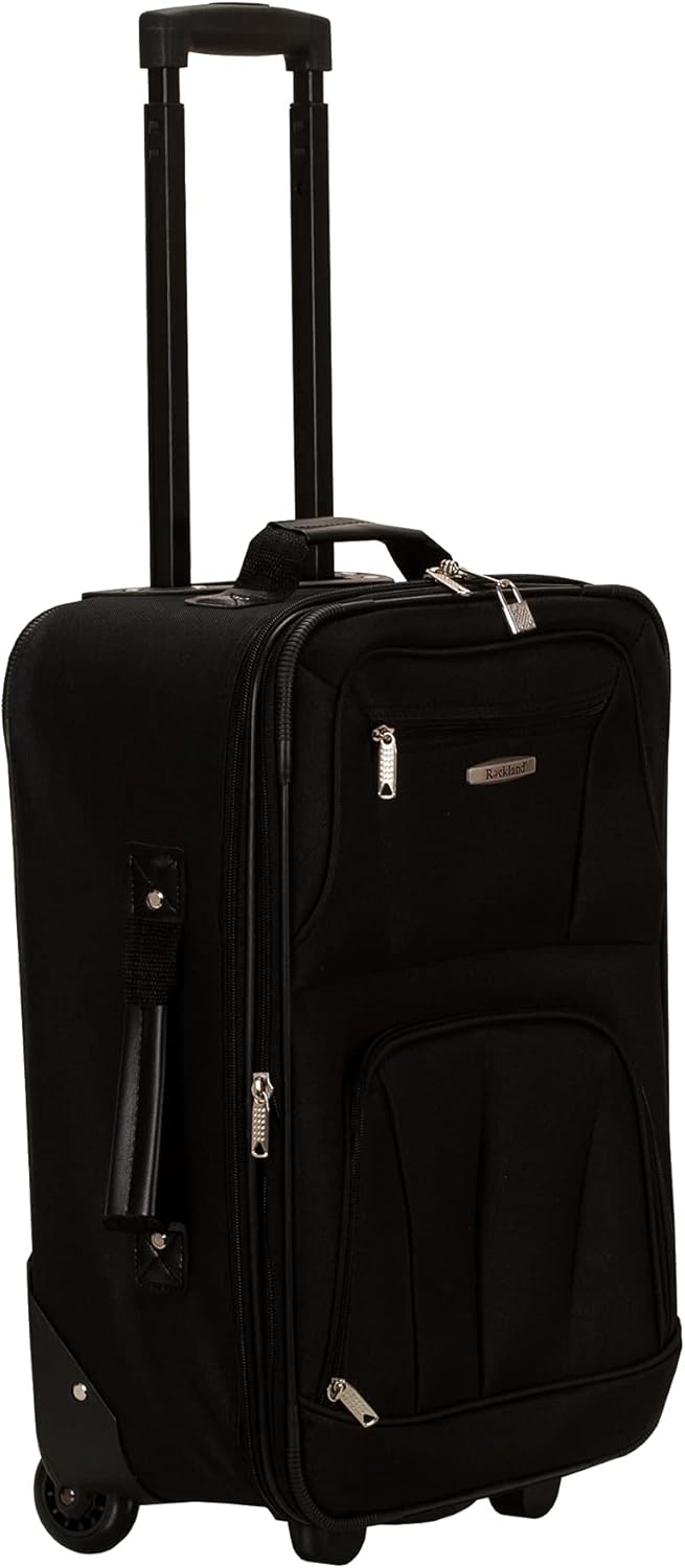 Rockland Fashion Softside Upright Luggage Set, Expandable, Black, 2-Piece (14/19) - Image 2