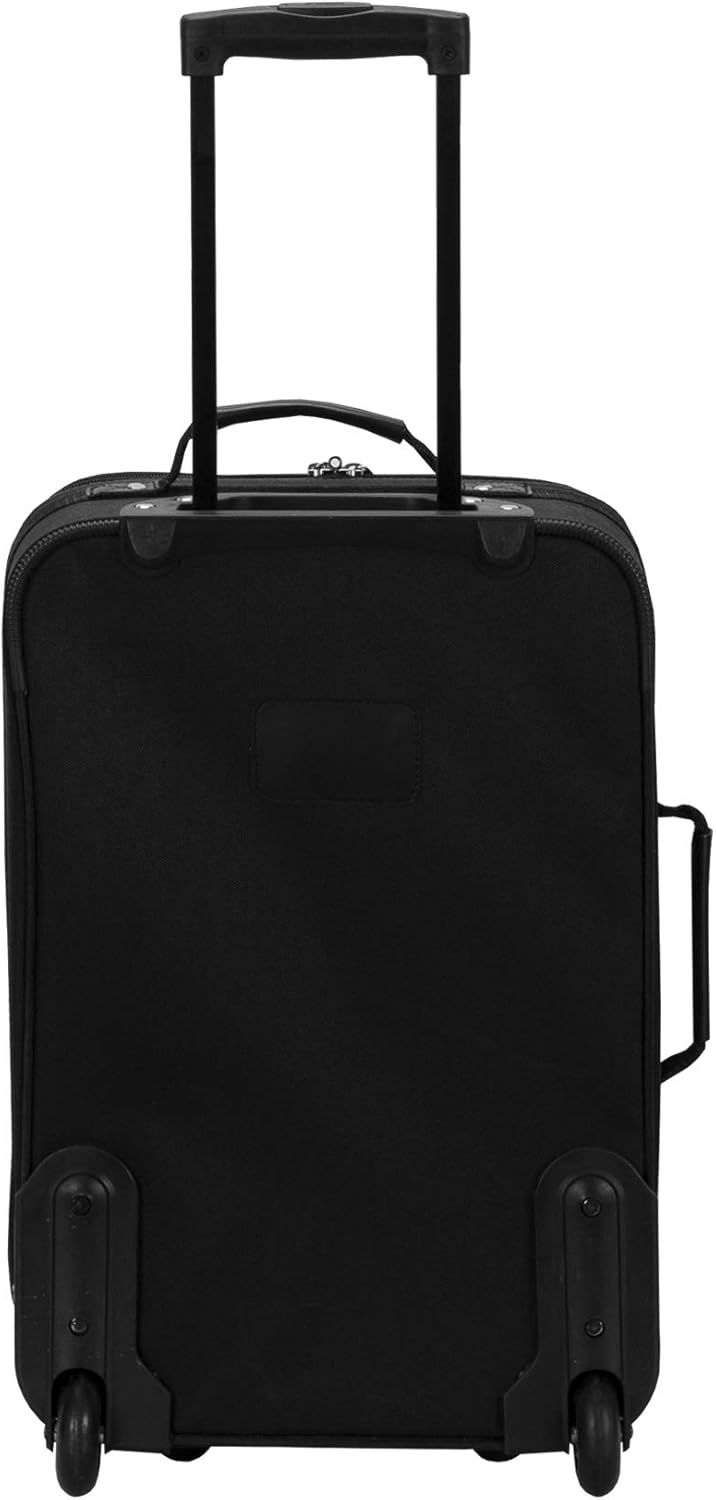 Rockland Fashion Softside Upright Luggage Set, Expandable, Black, 2-Piece (14/19) - Image 3